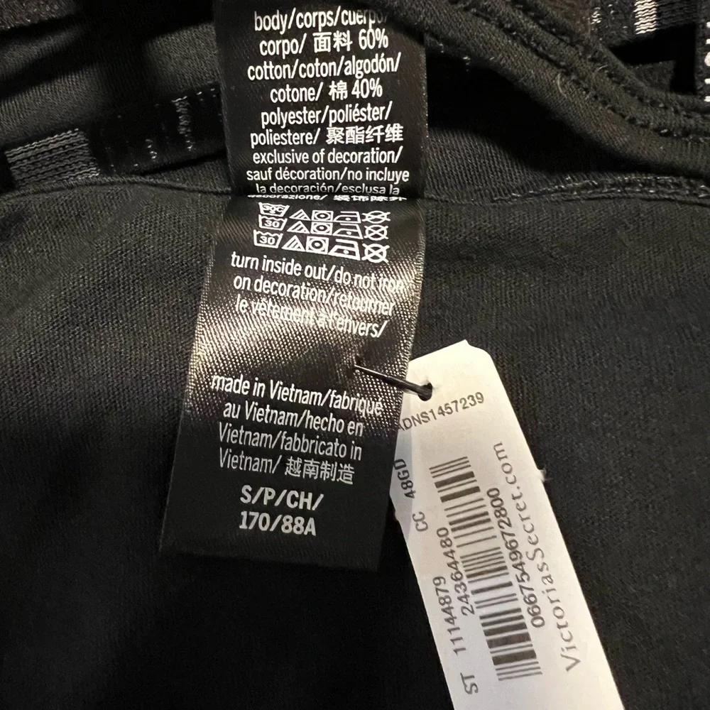 NWT Victoria’s Secret Sport Silver Shimmer Black Strappy Tank Top $25 - Picture 8 of 9